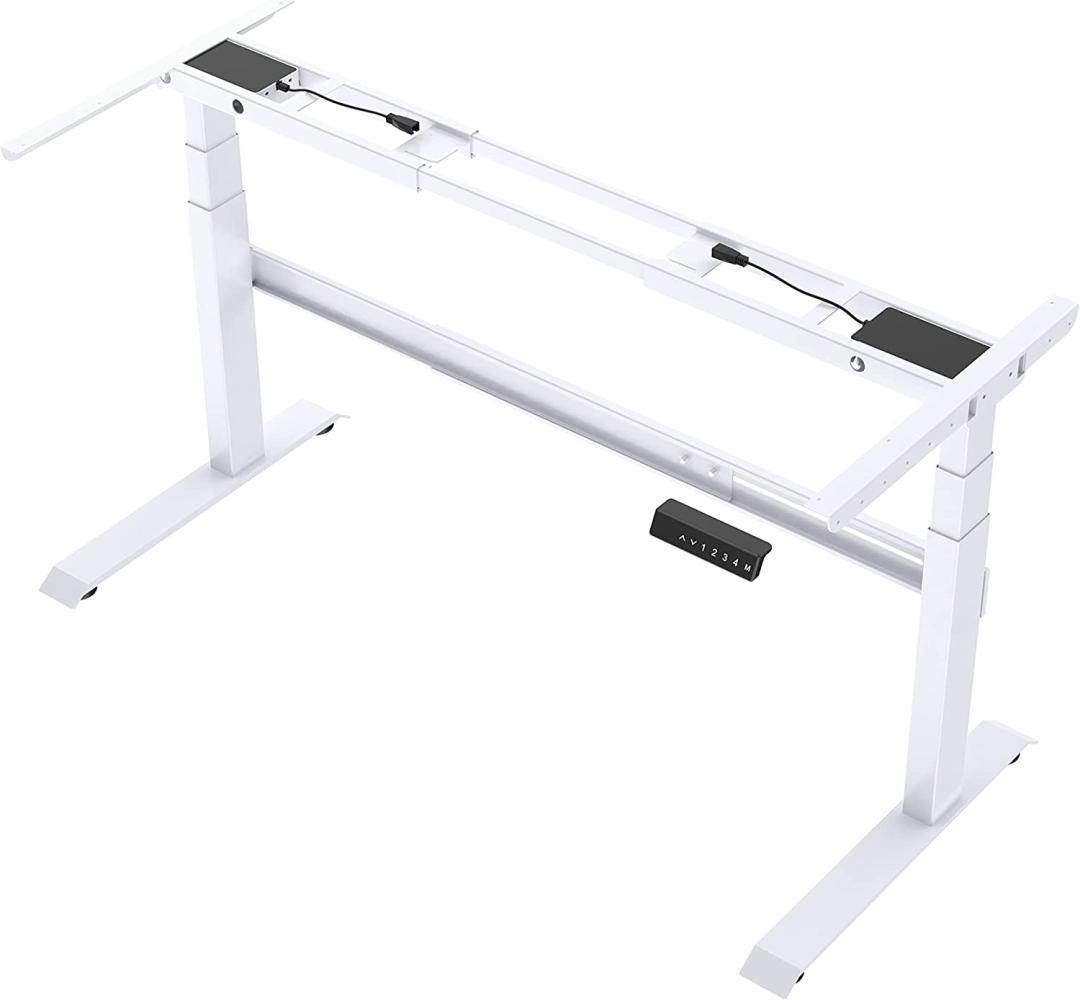 ERGOSPOT ES1 PRO - Schreibtischgestell höhenverstellbar elektrisch 3-Fach Teleskop mit 2 Motoren/Memory Funktion/Kollisionsschutz und Soft-Start/Stop 140kg belastbar Stabil leise(White) Bild 1