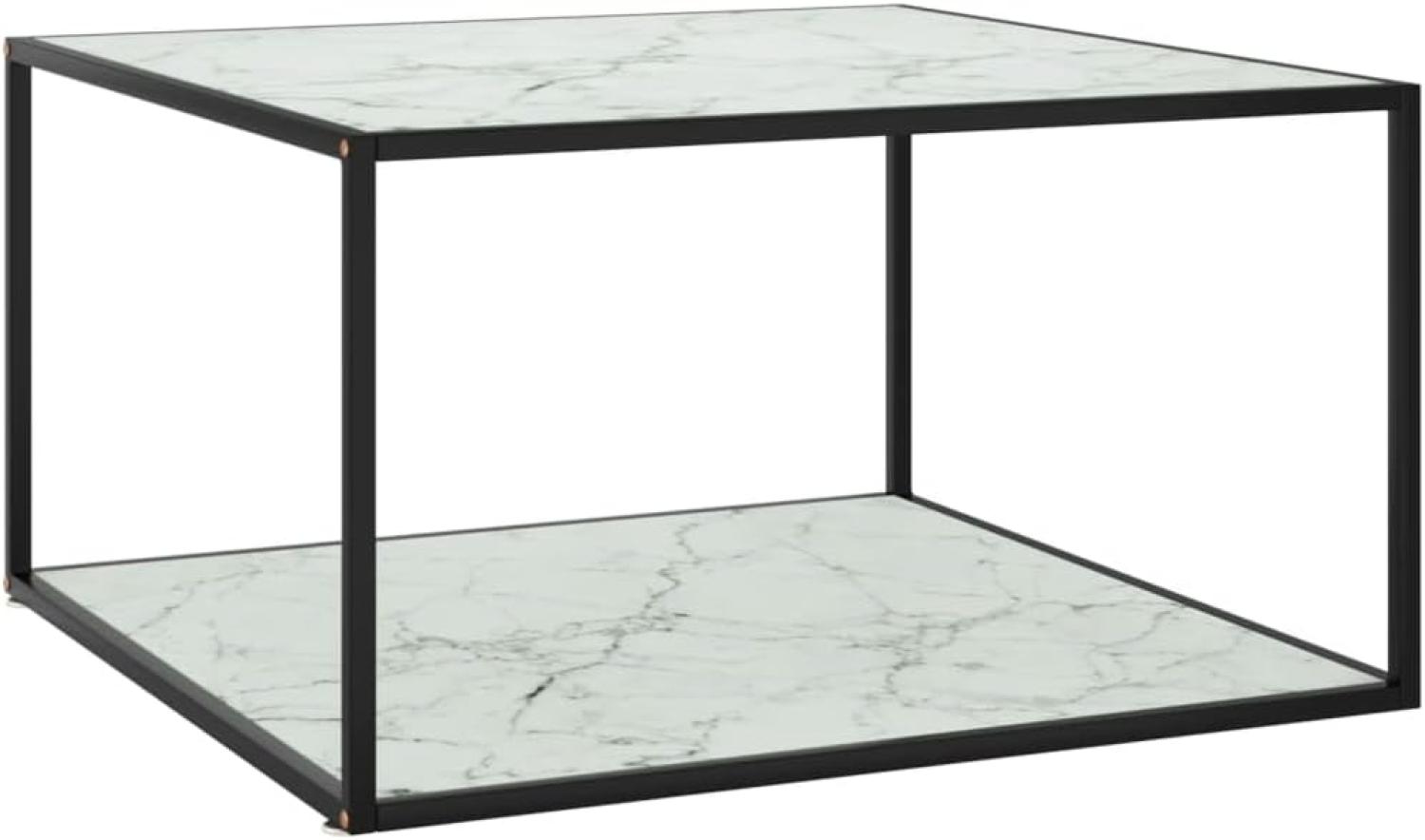 vidaXL Couchtisch Schwarz mit Weißem Glas Marmor-Optik 90x90x50 cm Bild 1