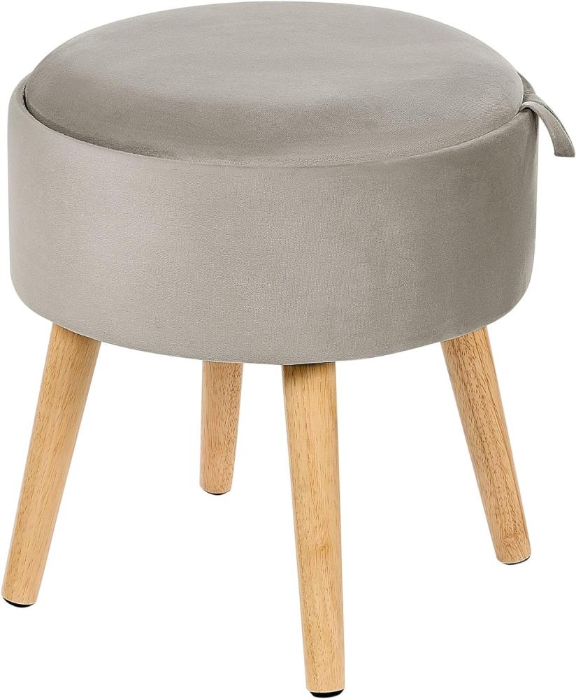 Hocker mit Stauraum Samtstoff Holz grau NEELY Bild 1