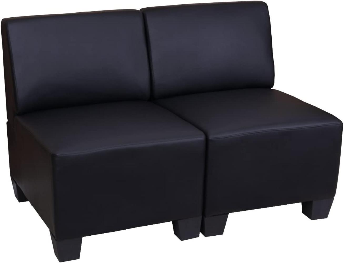 Modular 2-Sitzer Sofa Couch Lyon, Kunstleder ~ schwarz, ohne Armlehnen Bild 1