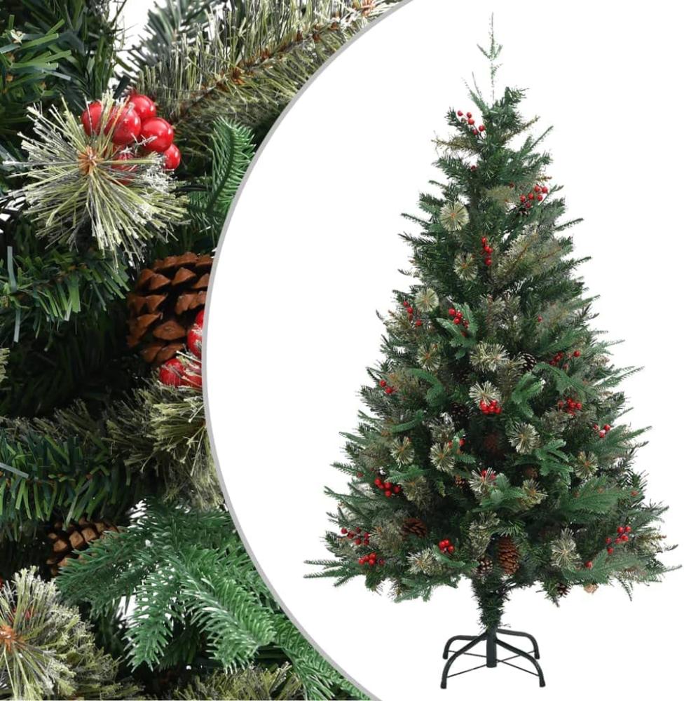 vidaXL Weihnachtsbaum mit Zapfen Grün 150 cm PVC & PE Bild 1