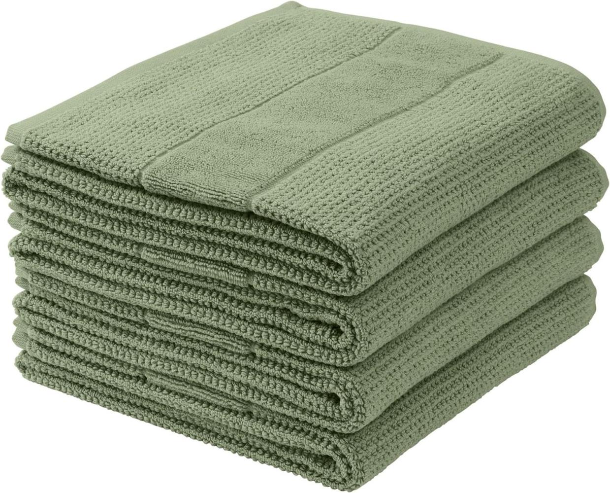 Schiesser Handtücher Turin im 4er Set aus 100% Baumwolle, nachhaltig und fair produziert, Farbe:Salbei, Größe:50 cm x 100 cm Bild 1