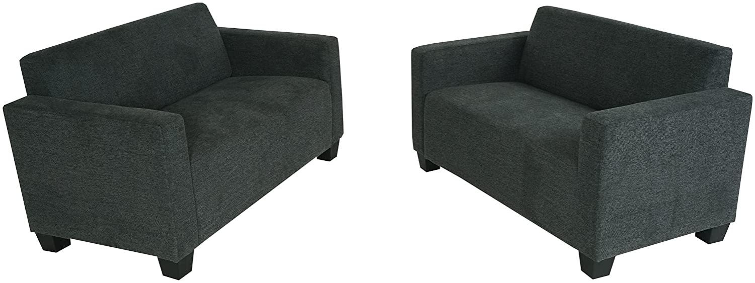 Sofa-Garnitur Couch-Garnitur 2x 2er Sofa Lyon Stoff/Textil ~ anthrazit-grau Bild 1