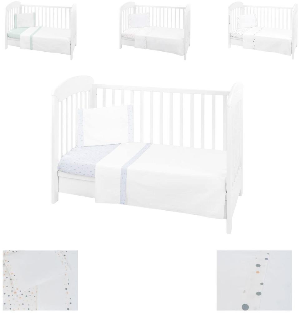 Kikkaboo Kinderbettwäsche 3tlg Decke 100 x 160 Kissen 55 x 35 Laken 120 x 60 cm weiß Bild 1