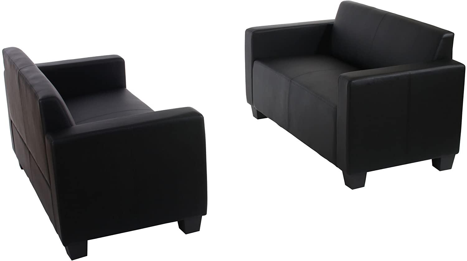 Sofa-Garnitur Couch-Garnitur 2x 2er Sofa Lyon Kunstleder ~ schwarz Bild 1