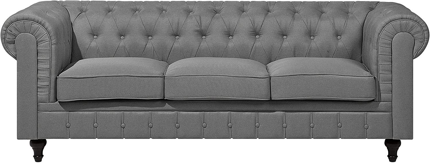 3-Sitzer Sofa Polsterbezug hellgrau CHESTERFIELD groß Bild 1