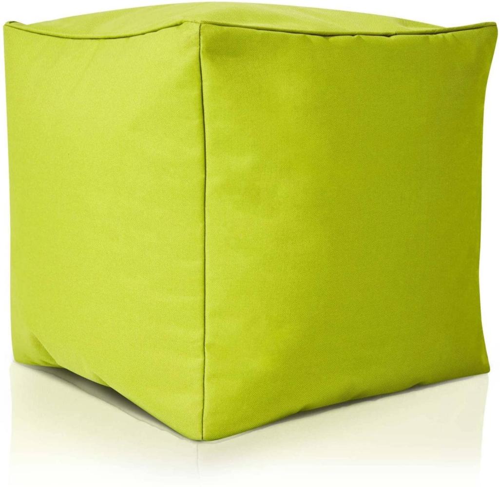 Green Bean© Sitzsack-Hocker "Cube" 40x40x40cm mit EPS-Perlen Füllung - Fußhocker Sitz-Pouf für Sitzsäcke - Sitzhocker Hellgrün Bild 1