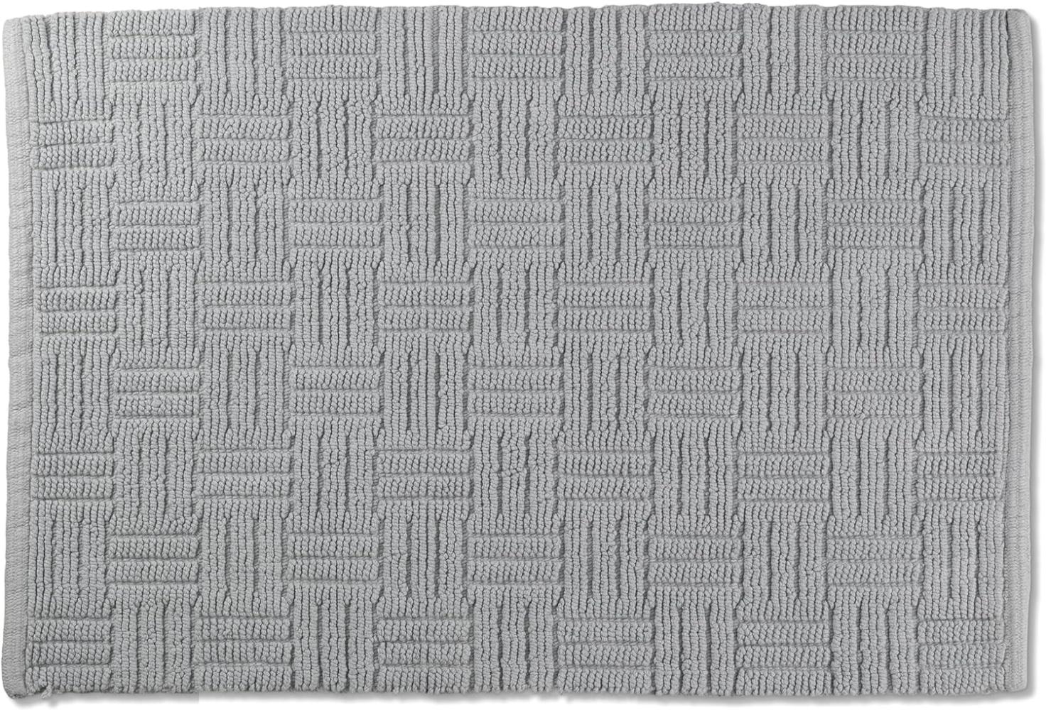 kela Badematte Leana, 100 cm x 60 cm, 100% Baumwolle, felsgrau, rutschhemmend, waschbar bei 30° C, für Fußbodenheizung geeignet, 23522 Bild 1