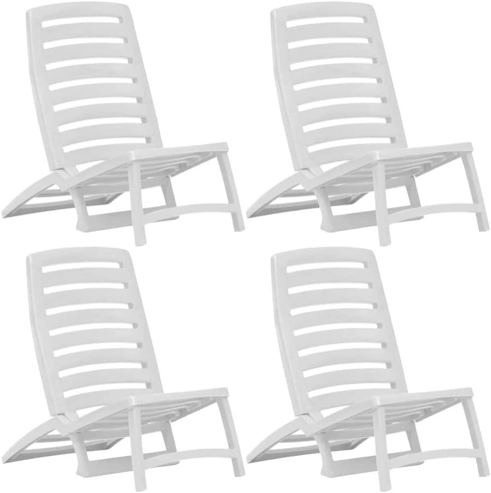 vidaXL Kinder-Strandstühle Klappbar 4 Stk. Weiß Kunststoff Bild 1