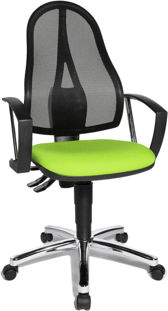 Topstar Point 60 Net, ergonomischer Bürostuhl, Schreibtischstuhl, inkl. feste Armlehnen A1, Stoff, Apfelgrün/Schwarz Bild 1