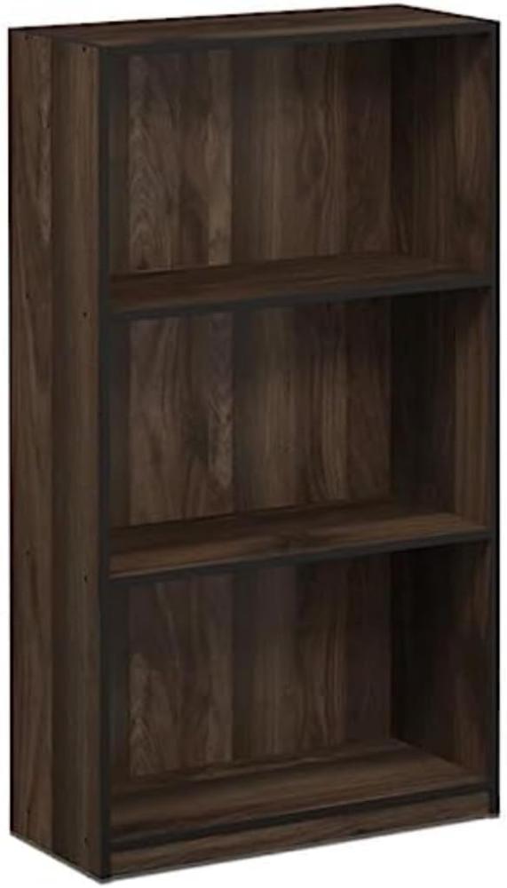 Furinno Basic Bücherregal mit 3 Fächern, Aufbewahrungsregal, Holz, Columbia Walnut/Schwarz, 23. 5 x 55. 25 x 100. 33 cm Bild 1