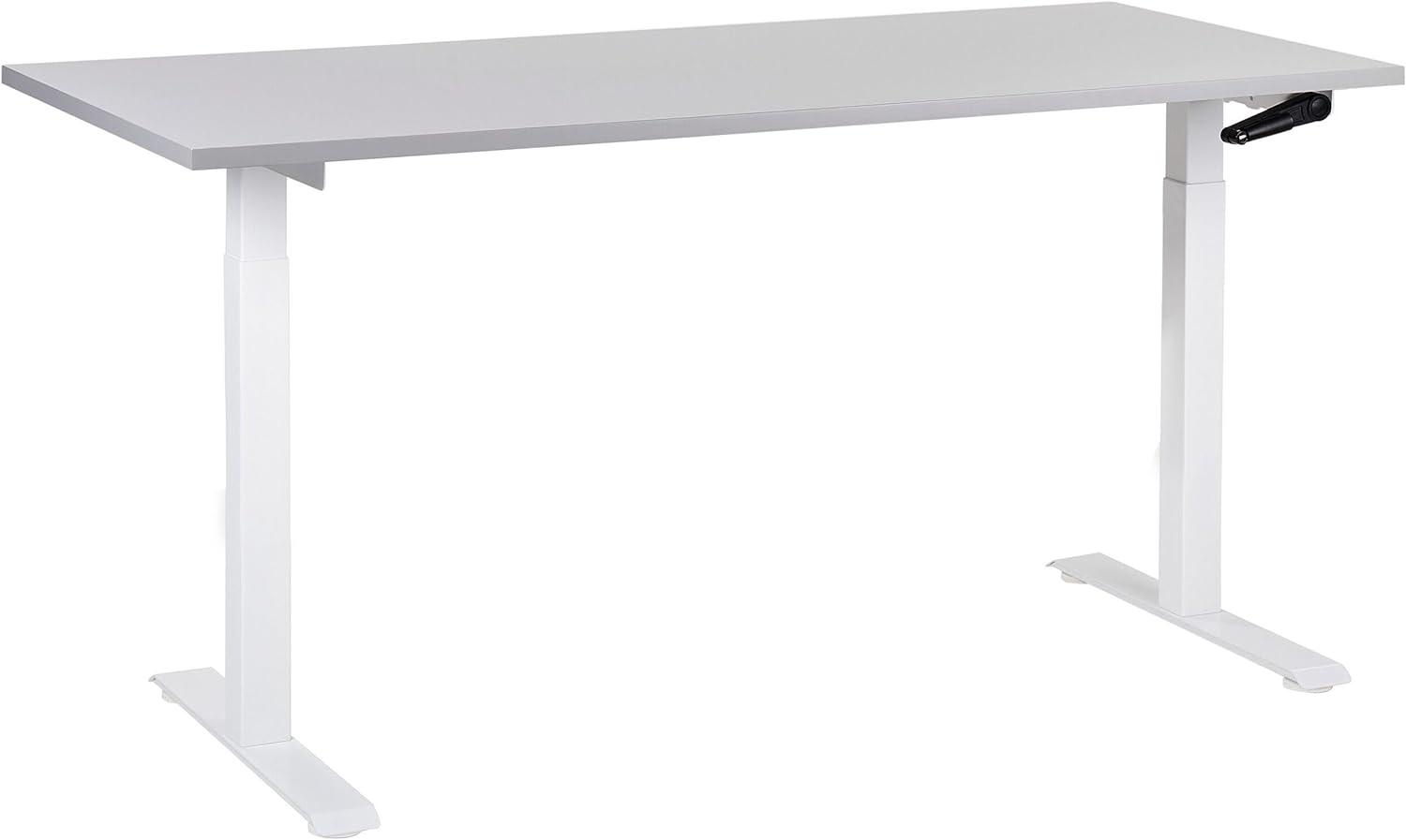 Schreibtisch grau weiß 160 x 72 cm manuell höhenverstellbar DESTINES Bild 1