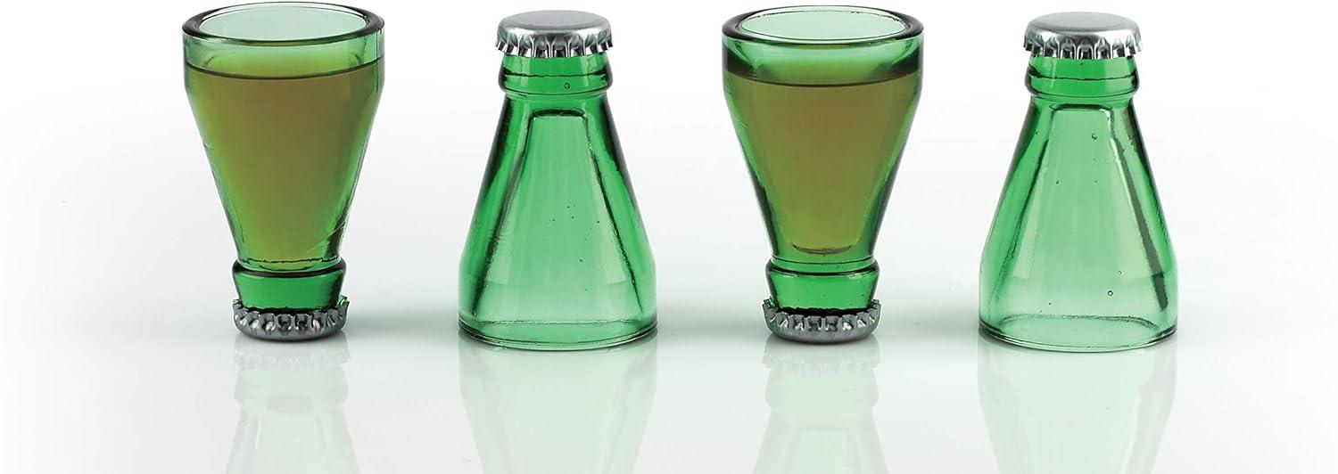 Mags Schnapsgläser Flasche 4-er Set 4-teilig, grün, aus Glas-Metall, in Geschenkkarton. Bild 1
