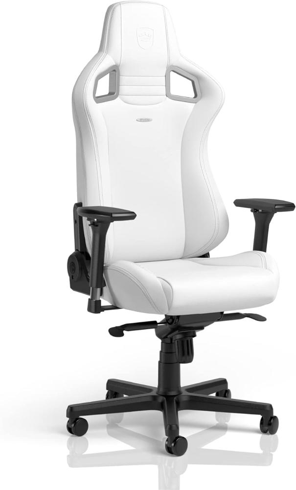 noblechairs Epic Gaming Stuhl - Gaming Sessel - Gaming Chair Pc - Bürostuhl Ergonomisch - Schreibtischstuhl - Drehstuhl - 120 kg Belastbarkei (White Edition, High-Tech Kunstleder) Bild 1