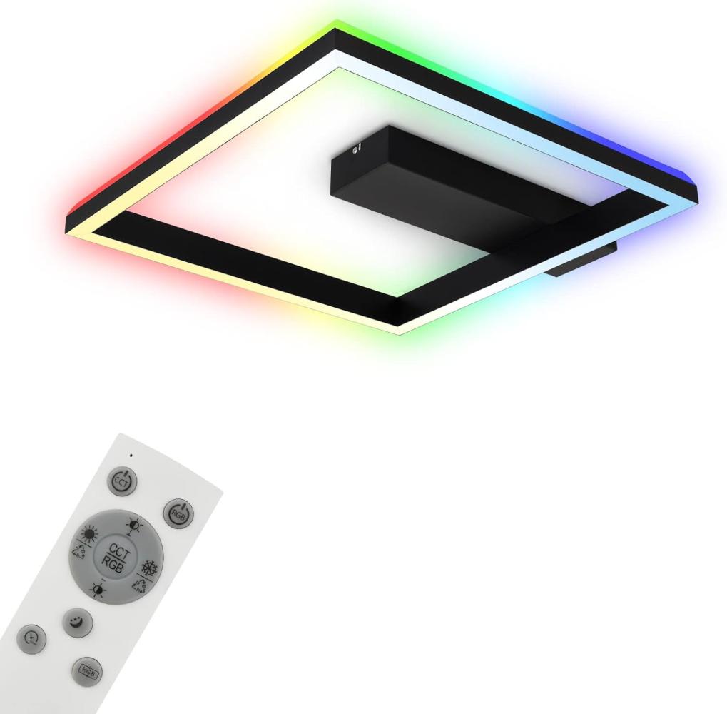 BRILONER Leuchten - Deckenlampe RGB, Backlight Deckenleuchte LED, Dimmbar, Farbtemperatur einstellbar, LED Frame RGB, Fernbedienung, Schwarz Bild 1