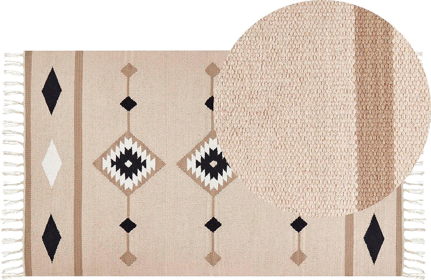 Kelim Teppich Baumwolle mehrfarbig 80 x 150 cm geometrisches Muster Kurzflor BERDIK Bild 1