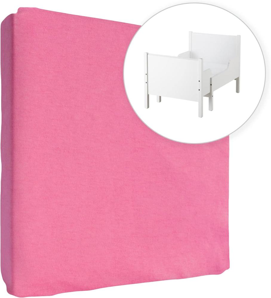 Jersey 100% Baumwolle Spannbettlaken für 130x80 cm Ausziehbare Kleinkind Baby Kinderbett Bett Matratze (Pink) Bild 1