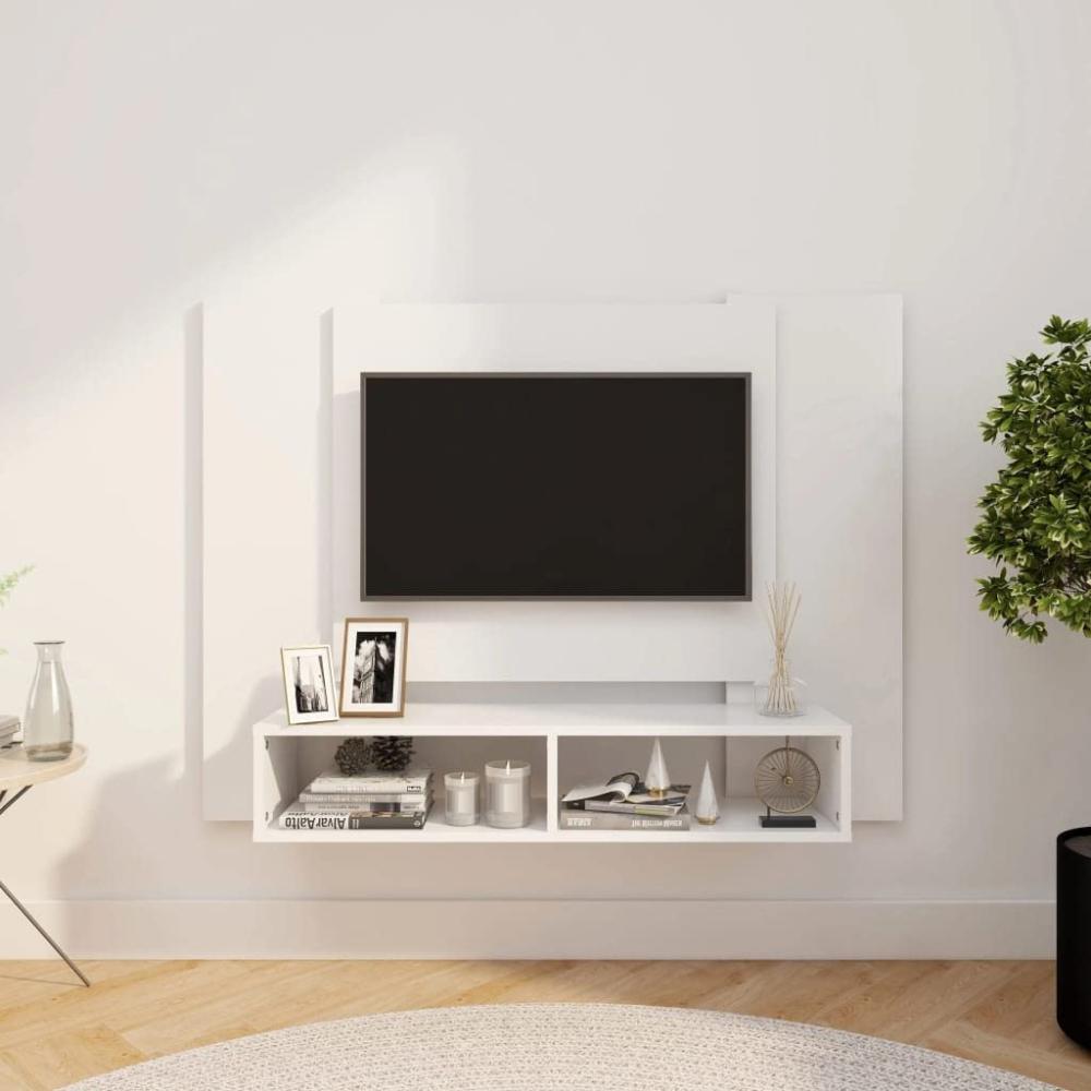 TV-Wandschrank Weiß 120x23,5x90 cm Spanplatte, Mit Beleuchtung [808287] Bild 1