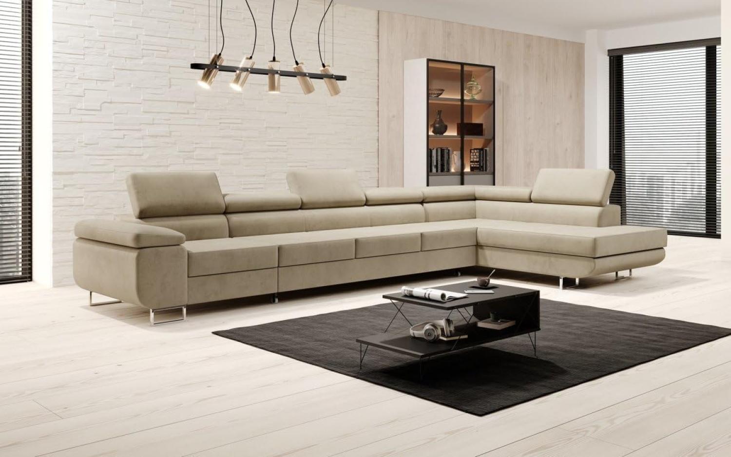 Designer Sofa Maxi mit Schlaf und Klappfunktion Beige Rechts Bild 1
