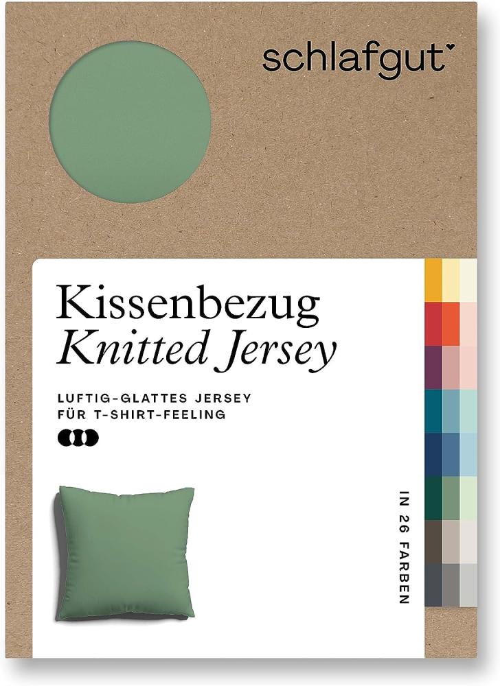 Schlafgut Knitted Jersey Bettwäsche | Kissenbezug einzeln 80x80 cm | green-mid Bild 1