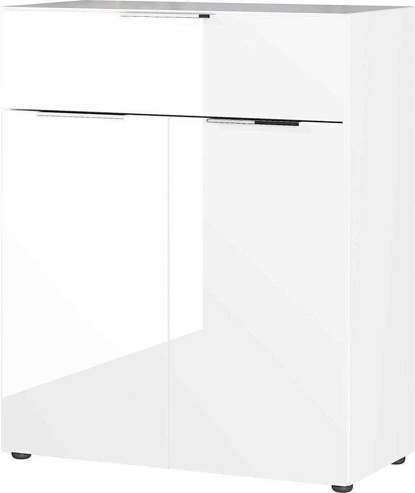 Amazon Marke - Alkove Kommode Selencia, in Weiß, Fronten und Oberboden mit Glasauflage, mit einer Schublade und 2 Türen, 83 x 102 x 42 cm (BxHxT) Bild 1
