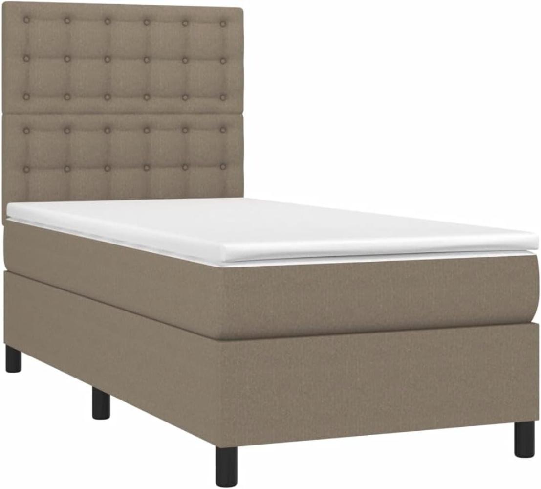 vidaXL Boxspringbett mit Matratze & LED Taupe 80x200 cm Stoff Bild 1