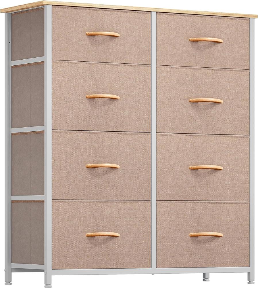 YITAHOME Kommode mit 8 Schubladen, Schrank mit Schubladen aus Stoff, Aufbewahrungskommode Industrial Stil für Schlafzimmer, Wohnzimmer, Kinderzimmer, Aufbewahrungsschrank (Beige) Bild 1