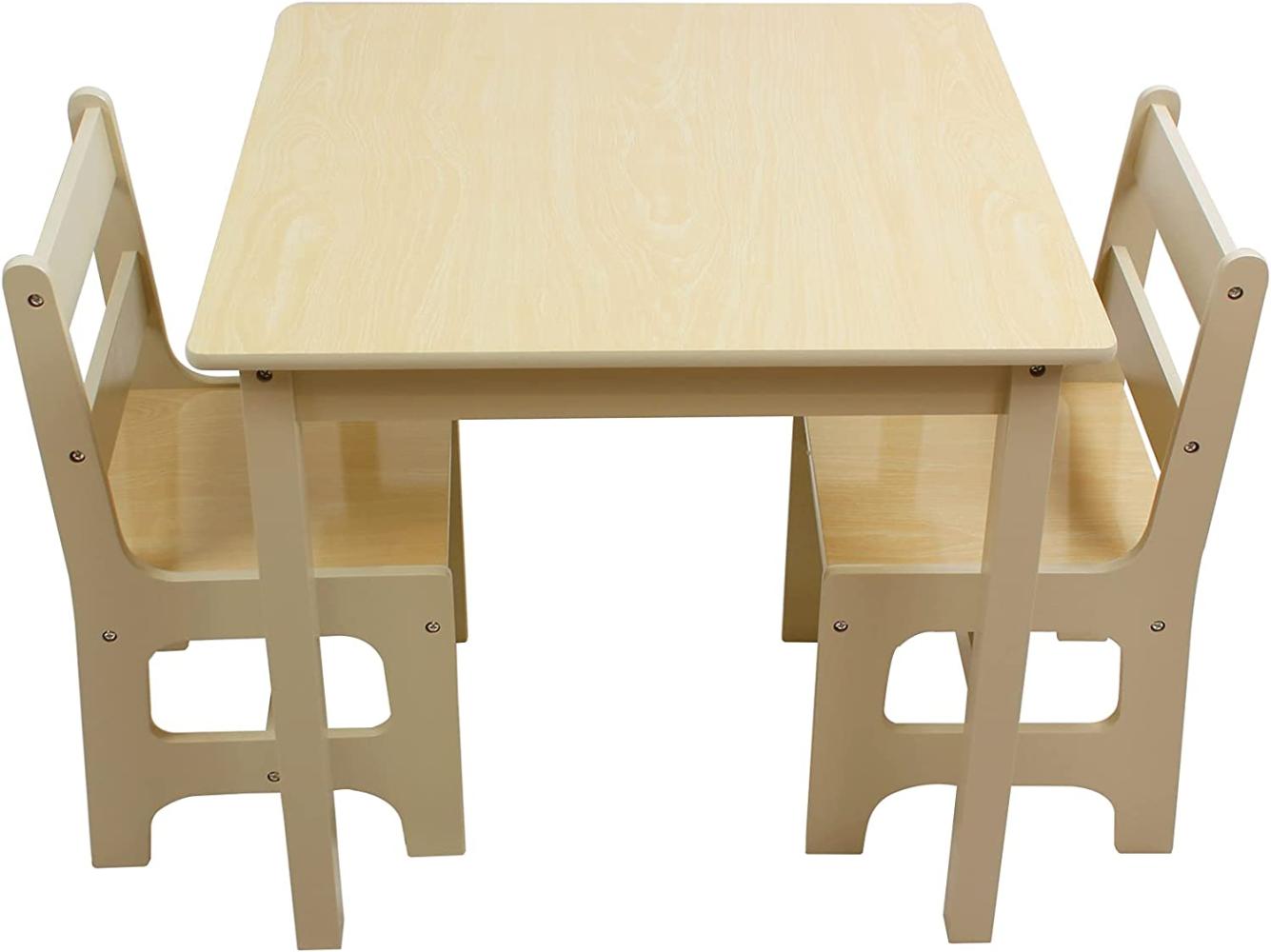 Style home Kindersitzgruppe Kindertisch mit 2 Kinderstühlen Holz, Sitzgruppe 1 Tisch und 2 Stühle, Hase und Windmühle Bild 1