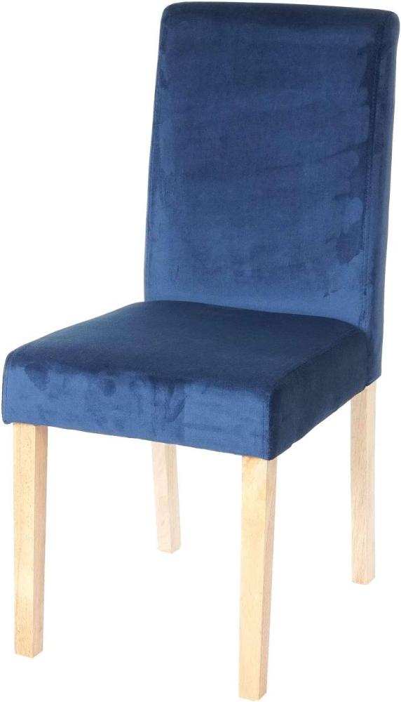 Esszimmerstuhl Littau, Stuhl Küchenstuhl, Samt ~ petrol-blau, helle Beine Bild 1