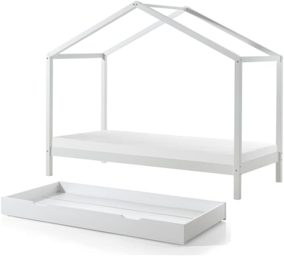 Hausbett >DALLAS< in Weiß aus Massive Kiefer - 210x170x97cm (BxHxT) Bild 1