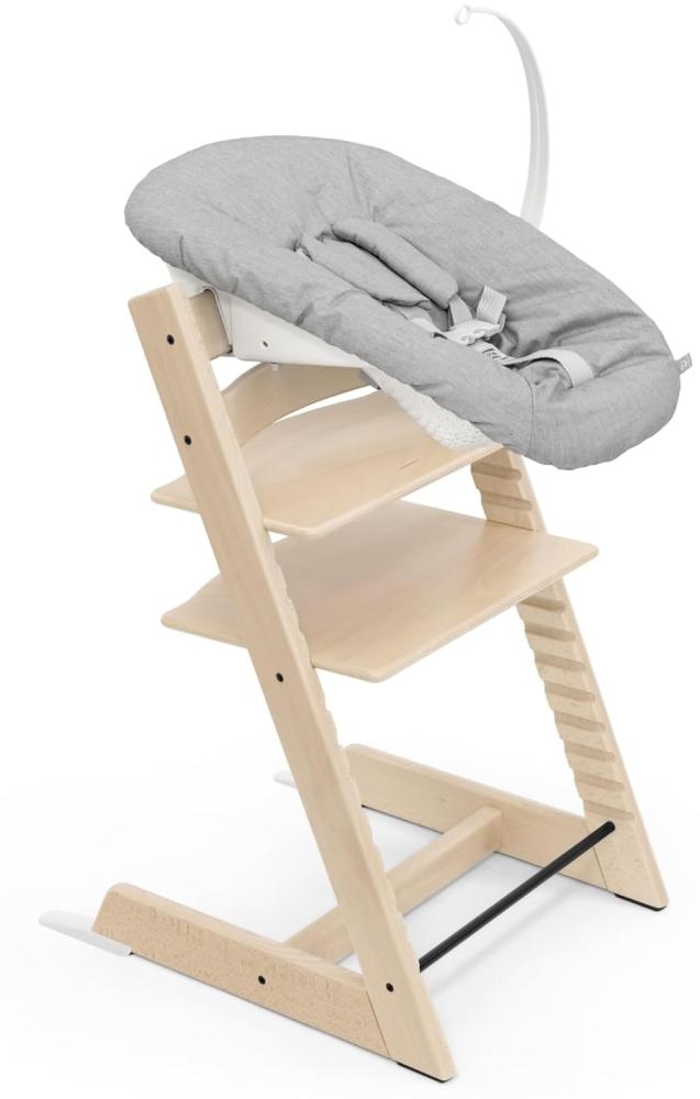 Tripp Trapp Stuhl von Stokke (Natural) mit Newborn Set (Grey) - Für Neugeborene bis zu 9 kg - Gemütlich, sicher & einfach zu verwenden Bild 1