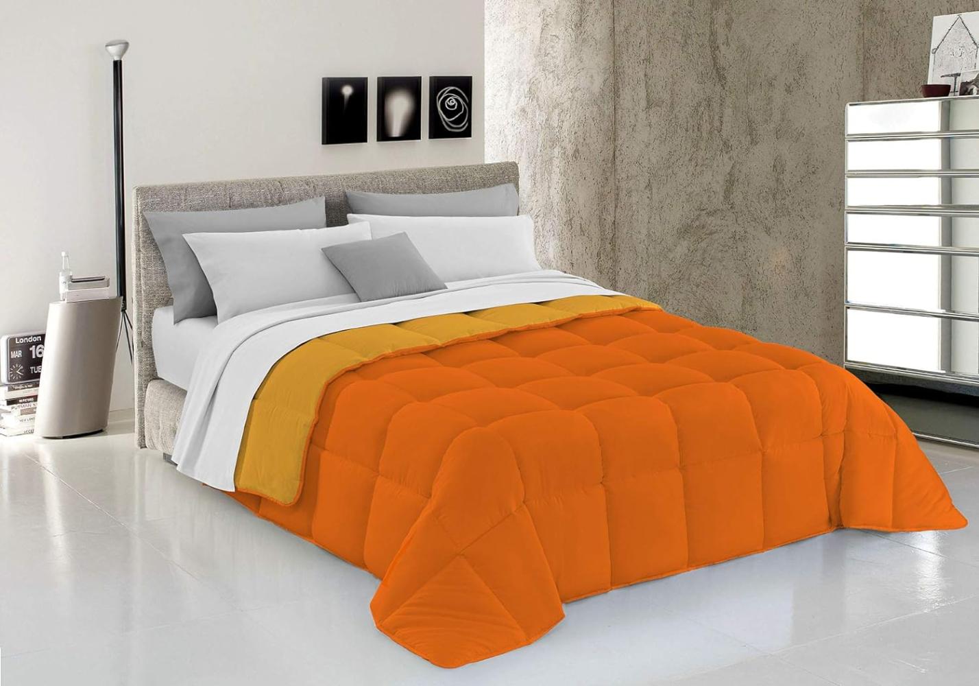 Italian Bed Linen Wintersteppdecke Elegant, Orange/Gelb, Einzelne, 100% Mikrofaser, 260x260cm Bild 1