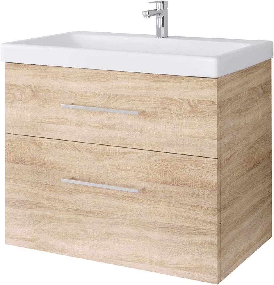 Planetmöbel Waschtischunterschrank 64cm Badmöbel Set für Badezimmer Gäste WC Sonoma Eiche Bild 1