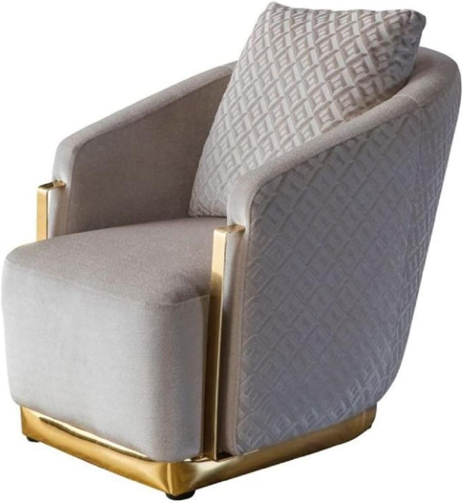 Casa Padrino Luxus Sessel Grau / Gold 87 x 83 x H. 75 cm - Wohnzimmer Sessel - Hotel Sessel - Wohnzimmer Möbel - Hotel Möbel - Luxus Möbel - Wohnzimmer Einrichtung - Luxus Einrichtung Bild 1