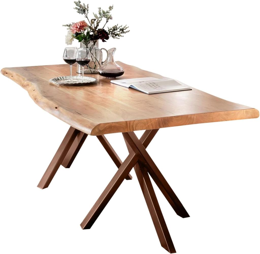 Tisch 220x100 Akazie Stahl Holztisch Esstisch Speisetisch Küchentisch Esszimmer Bild 1