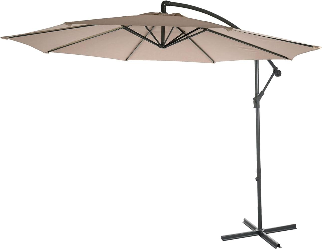 Ampelschirm Acerra, Sonnenschirm Sonnenschutz, Ø 3m neigbar, Polyester/Stahl 11kg ~ sand-beige ohne Ständer Bild 1