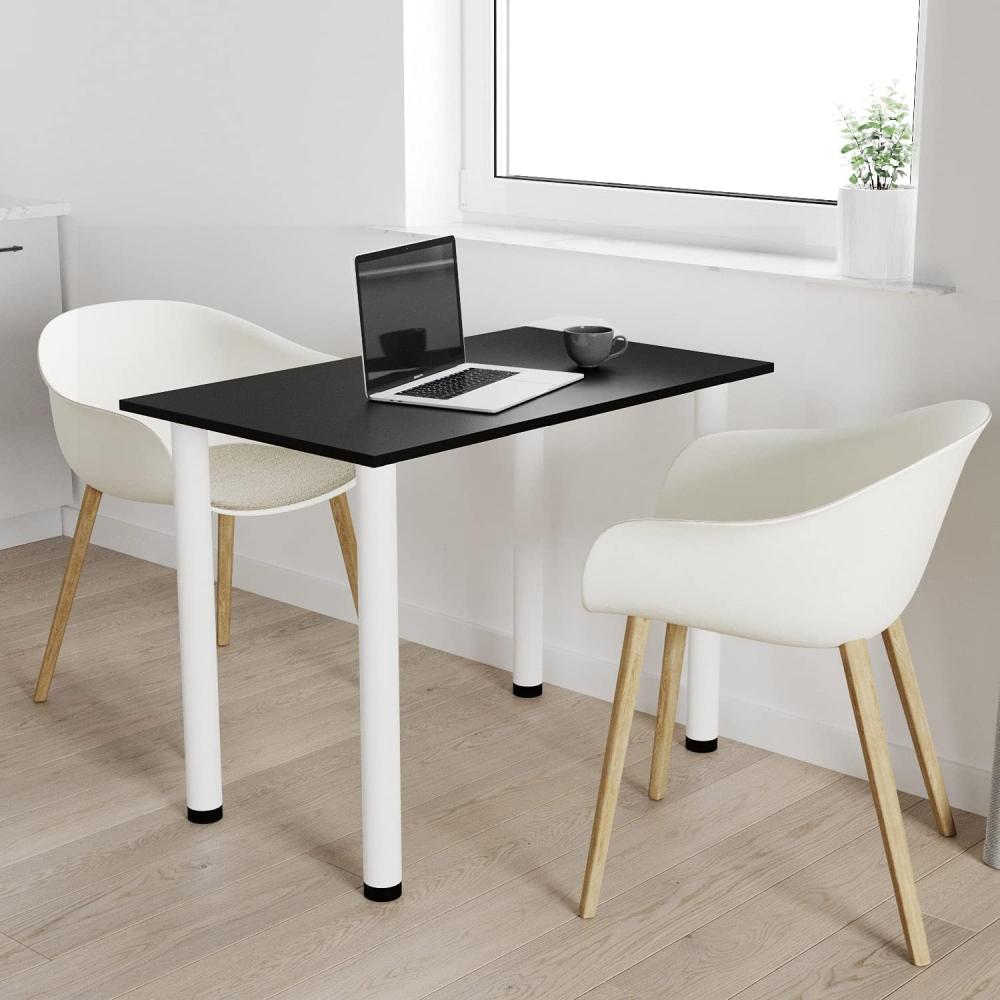 100x50 | Esszimmertisch - Esstisch - Tisch mit weißen Beinen - Küchentisch - Bürotisch | SCHWARZ Bild 1