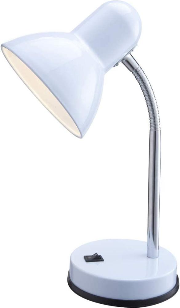 Kleine Retro Schreibtischlampe Weiß mit Flexarm, Höhe 35cm Bild 1