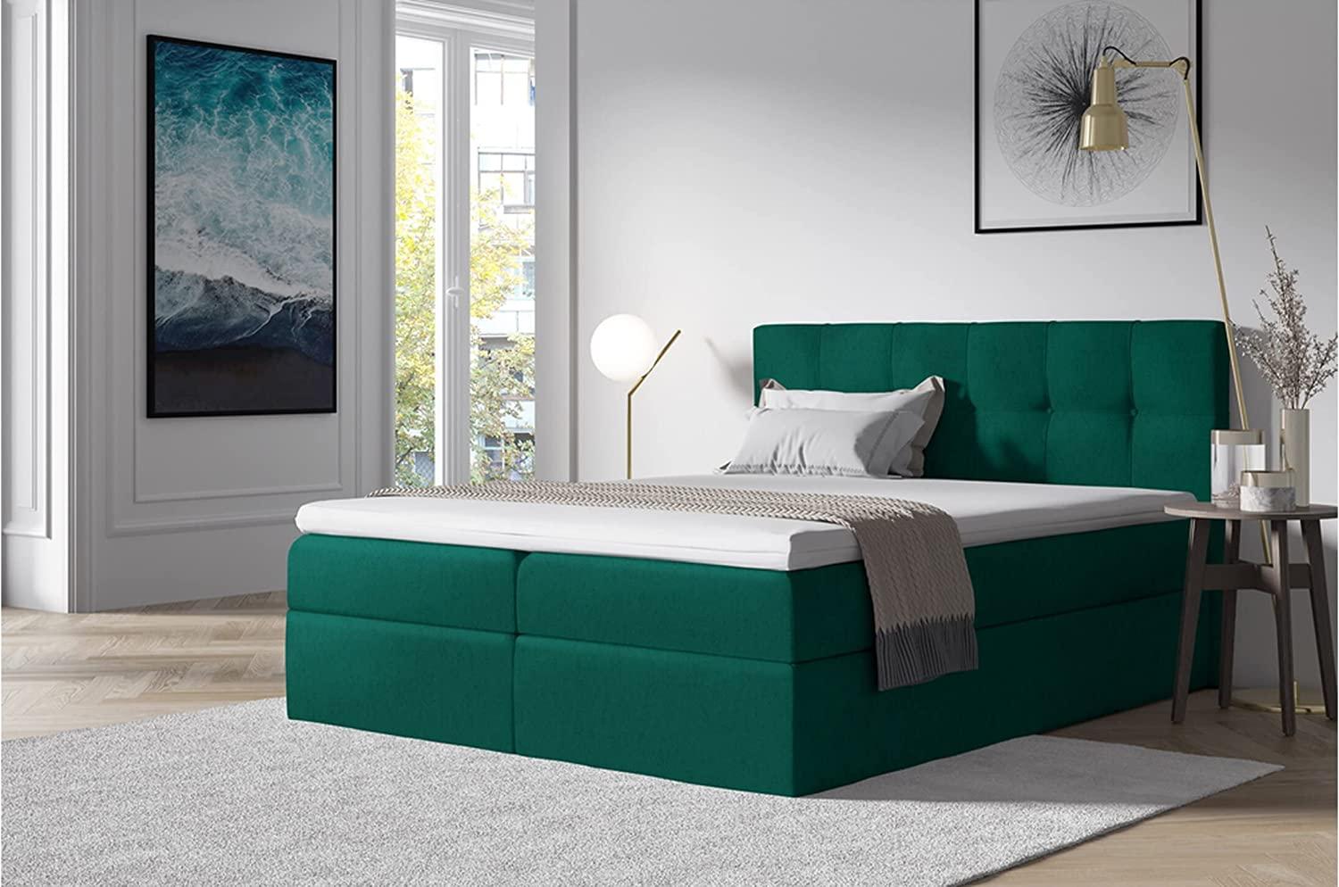 Stylefy 'Cesar' Boxspringbett Velours Grün 200 x 200 cm Bild 1