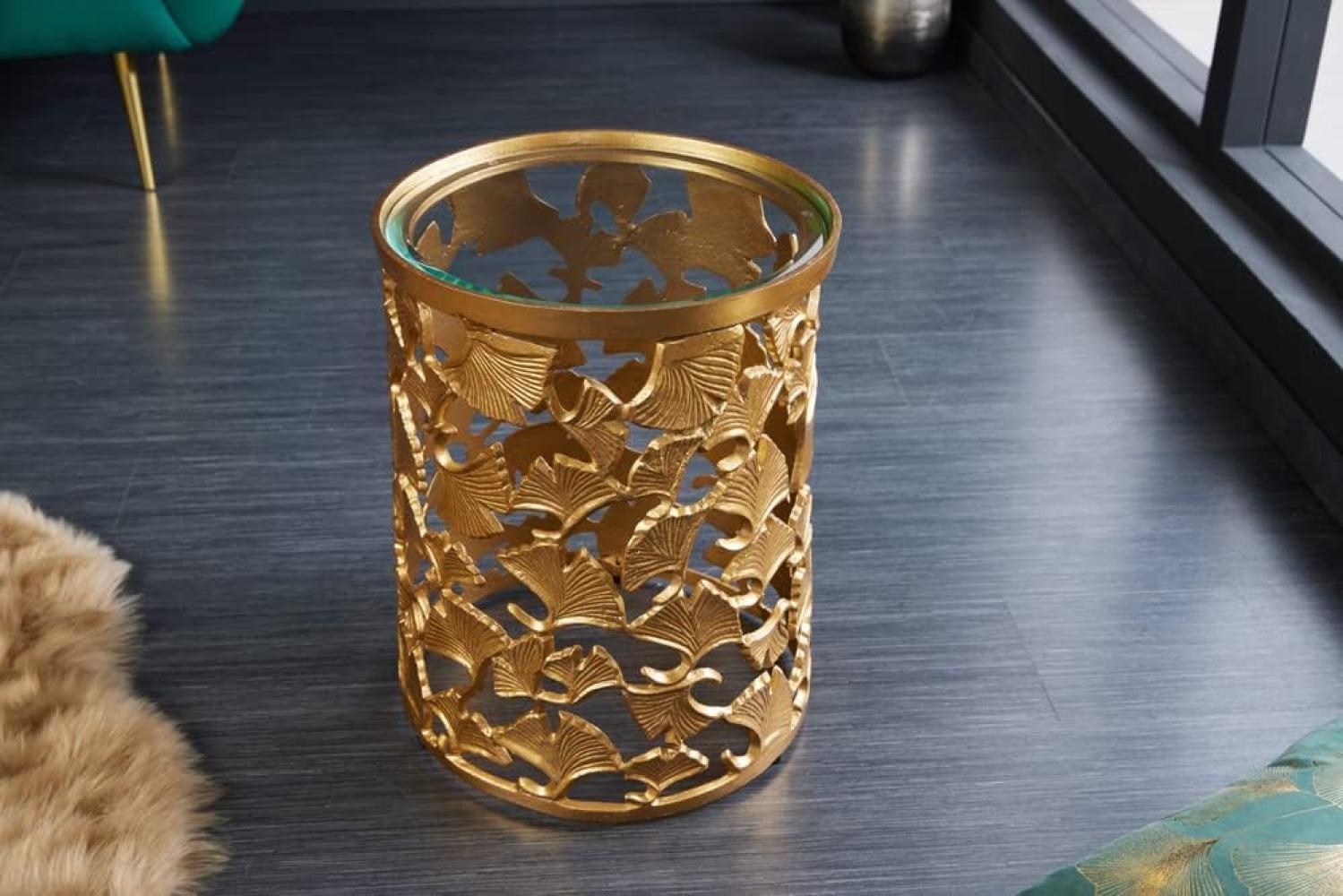 Design Beistelltisch Aluminium GIRO 45cm gold handgefertigt Nachttisch Bild 1
