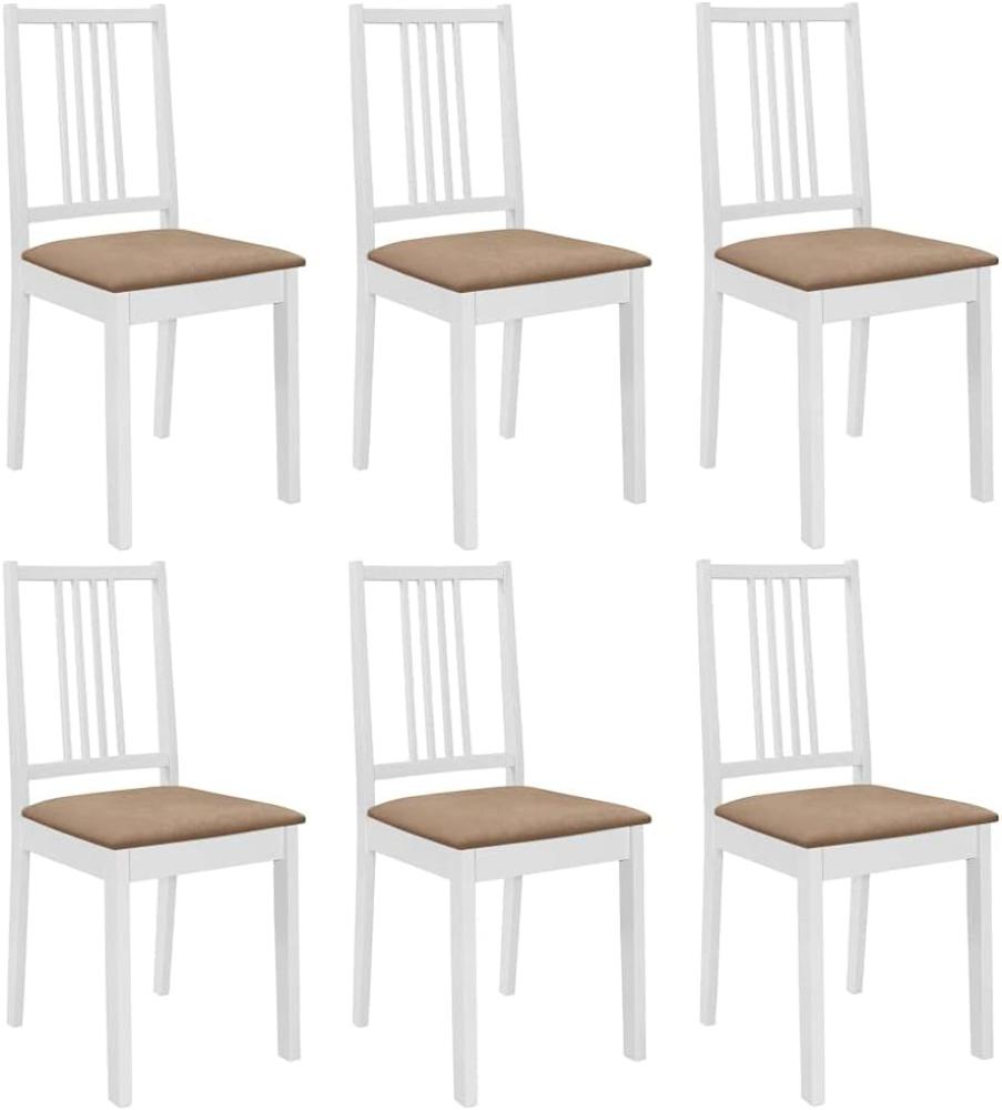 Esszimmerstühle mit Polstern 6 Stk. Weiß Massivholz [276405] Bild 1