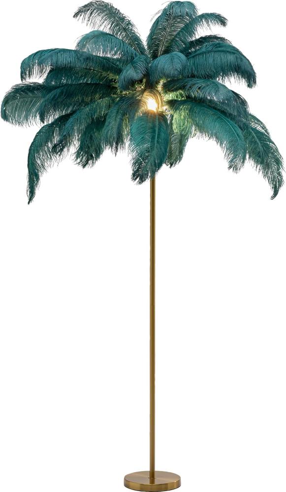 Kare Design Stehleuchte Feather Palm, Grün, 165cm, Federn, Stehlampe für Wohnzimmer, Bodenlampe, Dekoleuchte, Leuchtmittel nicht inklusiv Bild 1