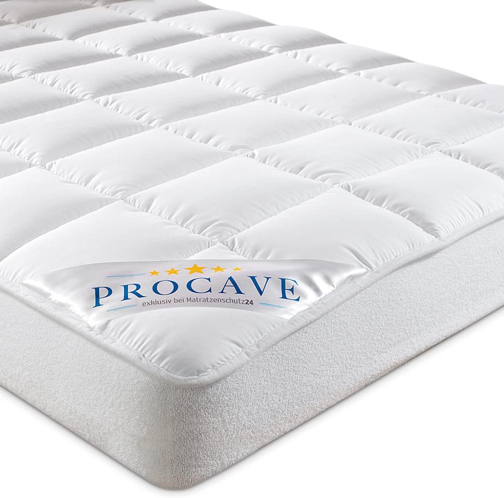 PROCAVE Micro-Comfort Matratzen-Bett-Schoner weiß 100x200 cm mit Spannumrandung | Höhe bis 30cm | Auch für Boxspring-Betten und Wasser-Betten geeignet | Matratzen-Auflage | Unter-Bett Bild 1