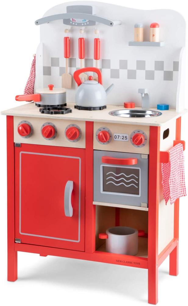 New Classic Toys - 11060 - Kinderrollenspiele - Hölzern Kinderküche - Bon Appetit - DeLuxe - Rot - Einschließlich Zubehör Bild 1