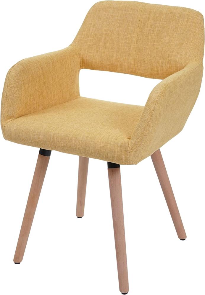 Esszimmerstuhl HWC-A50 II, Stuhl Küchenstuhl, Retro 50er Jahre Design ~ Textil, gelb, helle Beine Bild 1