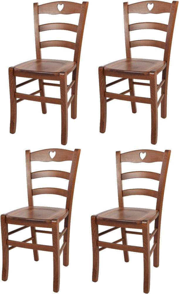 Tommychairs - 4er Set Stühle Cuore für Küche und Esszimmer, Robuste Struktur aus Buchenholz in der Farbe Helles Nussbraun lackiert und Sitzfläche aus Holz Bild 1