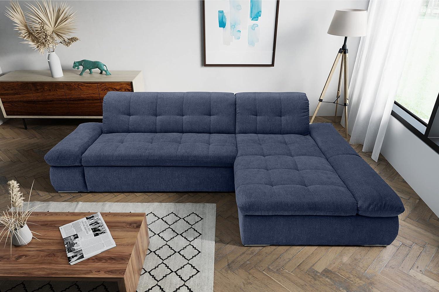 DOMO. collection Moric Couch, Ecksofa, Eckcouch, Sofa in L-Form, dunkelblau, 300 x 172 x 80 cm Bild 1