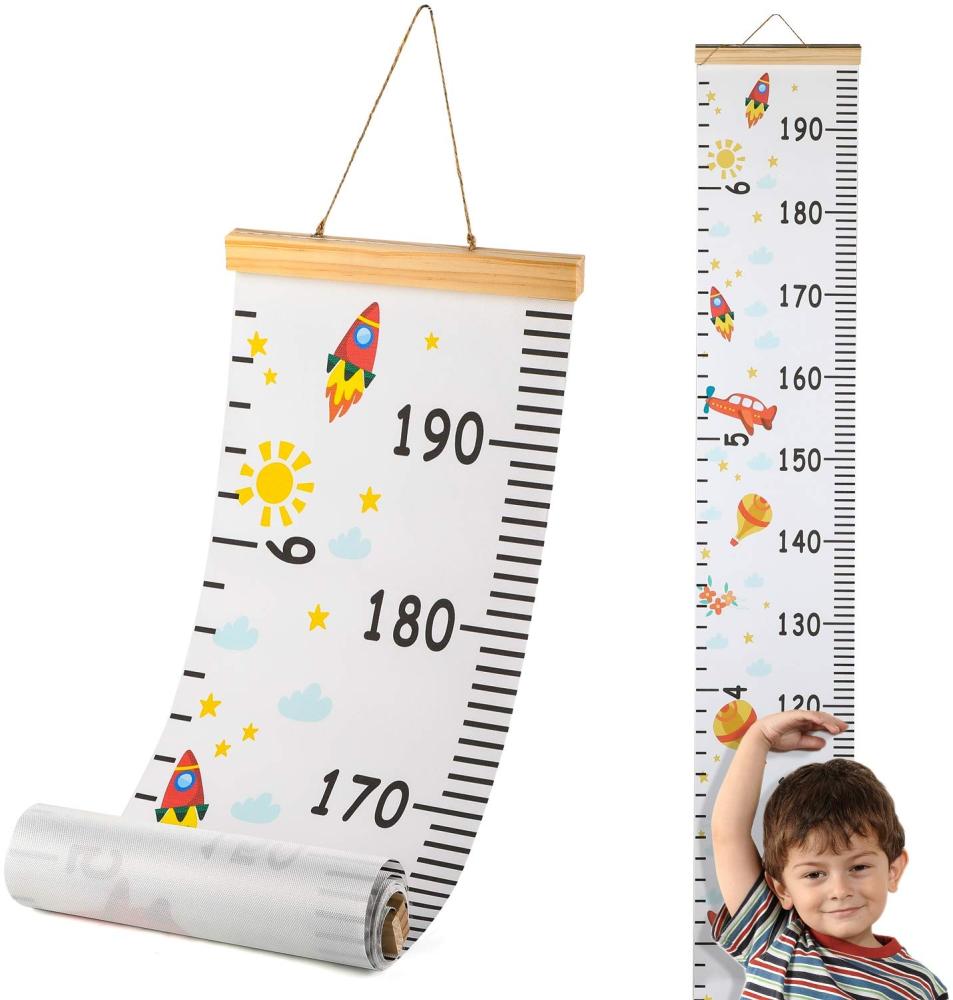 Hifot Messlatte Kinder, meßlatte kinder Wachstumsmesser Messleiste für mädchen Jungs Kinderzimmer Dekor 200cm *20cm Bild 1