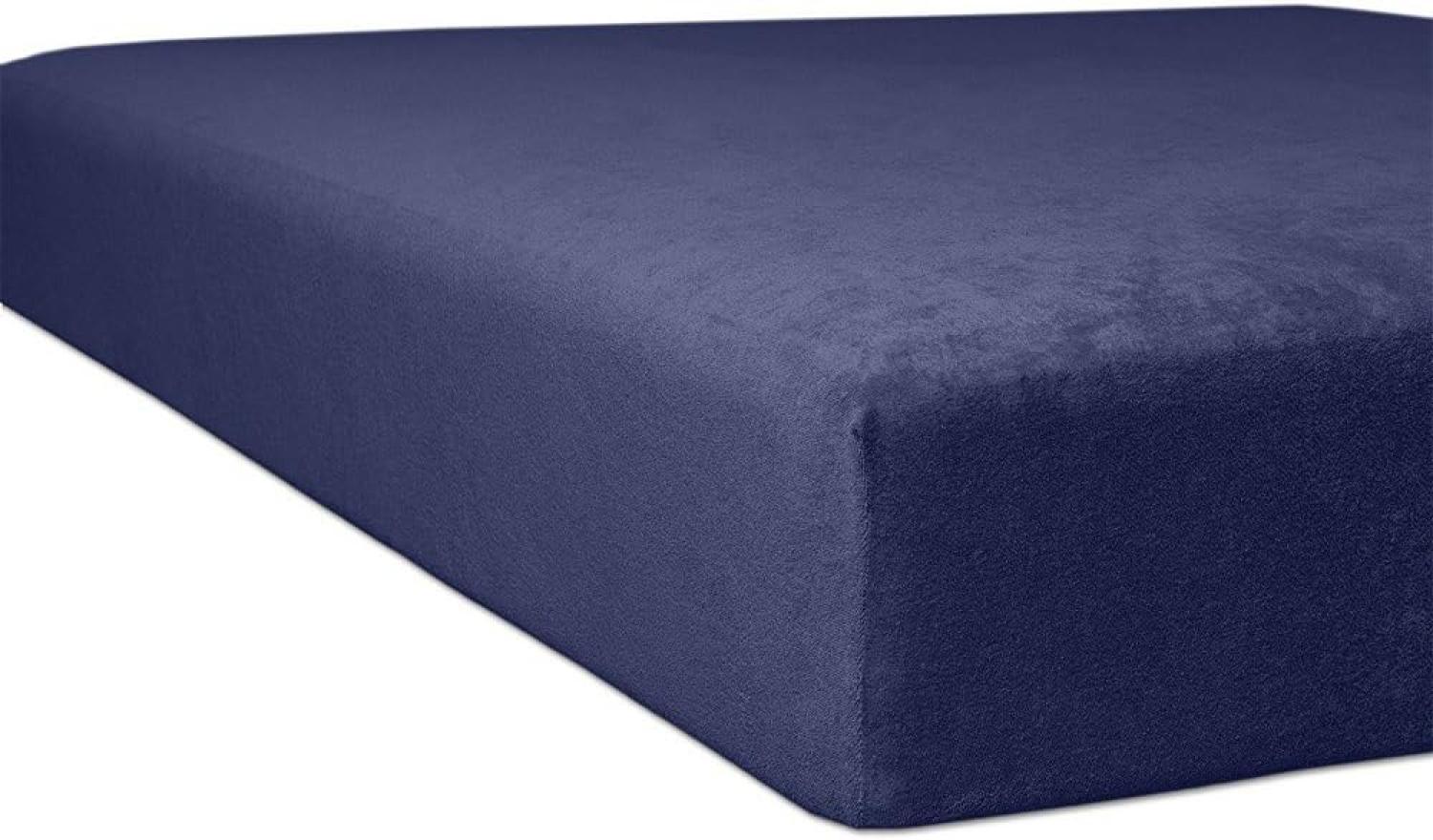 Kneer Nicky-Velours Spannbetttuch 140/200 - 160/200 cm marine (32) Bild 1