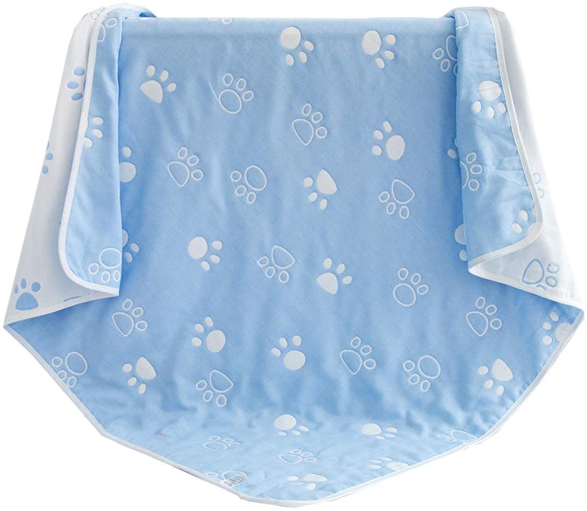 Hayisugar Baby Kuscheldecke, extra weich, 100% Baumwolle, 6-lagig, Decke, Babydecke, Einschlagdecke, Kinderwagendecke, Kinderdecke, Wohndecke Tagesdecke Sommerdecke, Blau Fuß, 120 x 150 cm Bild 1